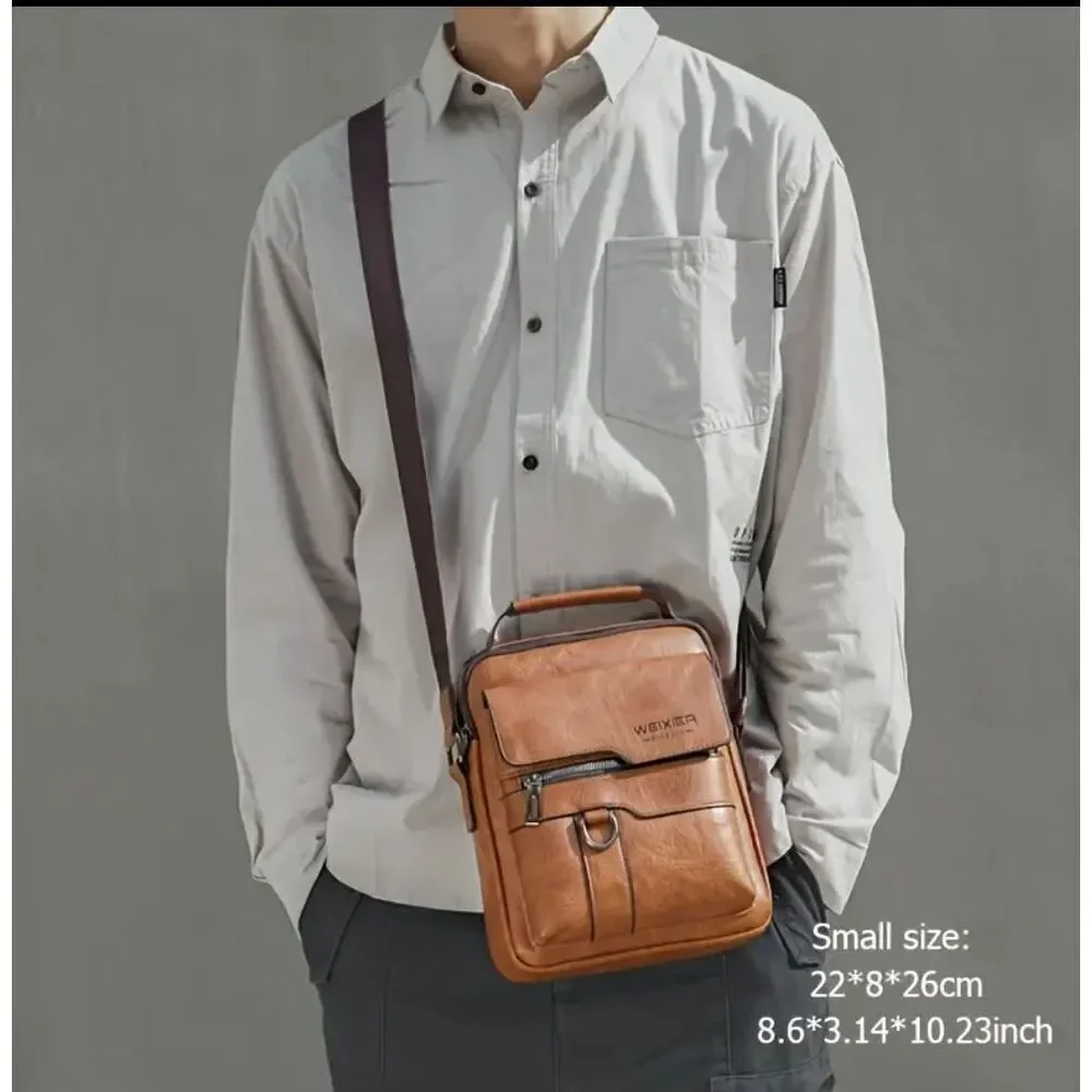 NWT WEIXIER Vintage Brown Shoulder Spacious Multi-Pocket Office Travel Bag